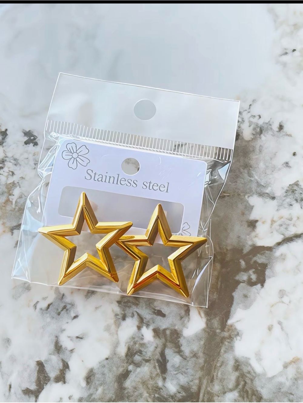 Kids Gold Star Stainless Steel Earrings - Shiny Gold Star Studs
